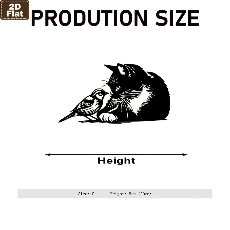 CIFBUY Metal Wall Art Cat and Bird Silhouette 2D Flat Cutout Modern Minimalist Rustic Animal Theme Decor for Living Room Bedroom