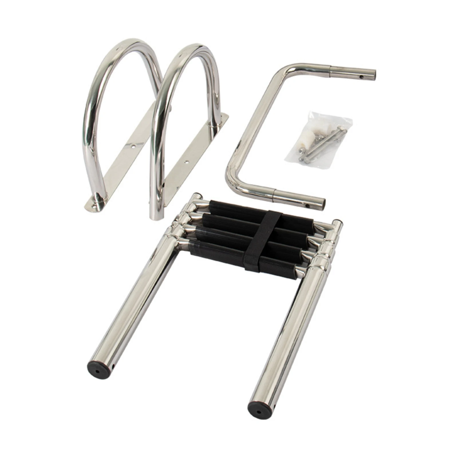 Stainless Steel Boat Ladder 4-Step Boat Ladder with Handrails Non-Slip Foldable for Boaters, Boats, Docks