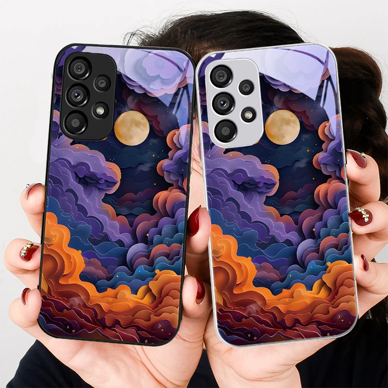 

Sun Moon First Photo For Samsung Galaxy S24 Plus S20 21 FE S23 Ultra S8 9 A70 72 73 50 51 52 53 Tempered Glass Phone Case