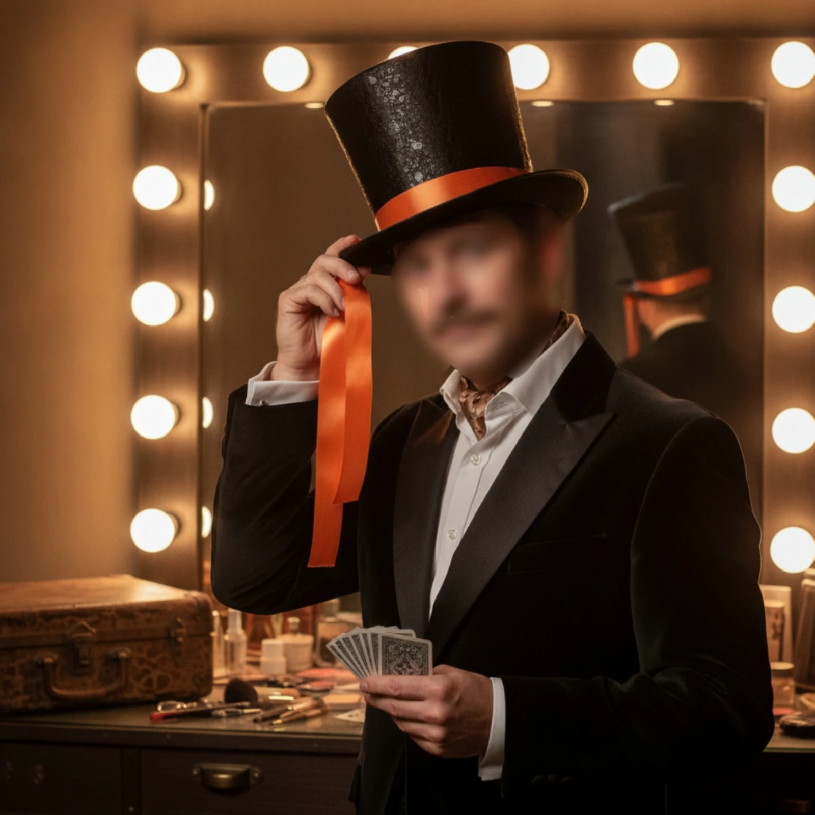 Formal Costume Top Hat Satin-Banded Top Hat with Ribbon Headwear Structured Tall for Magicians, Sorcery Shows, Theater