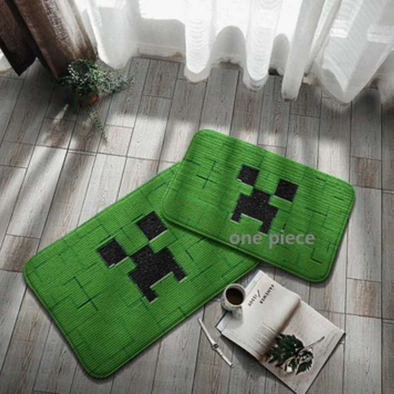 1pcs Minecrafte Creeper Model Living Room Bedroom Bedside Carpet Steve Cow Flannel Decorations Floor Mats Toy for Fans Party