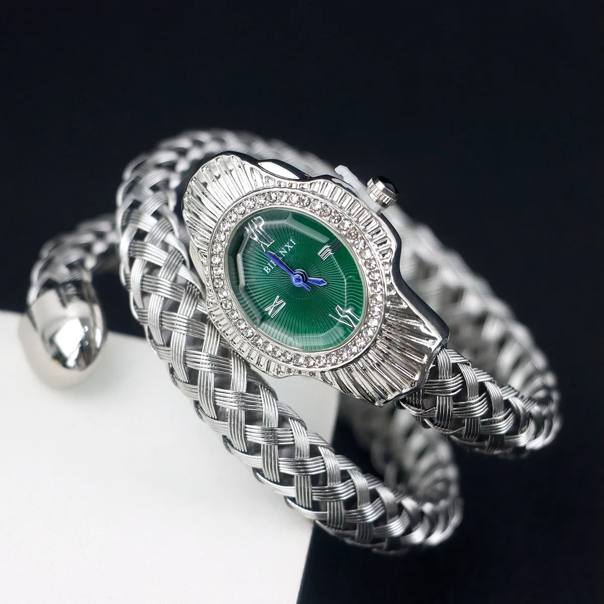 BIFANXI New Unique Snake Shape Watch European and American Fashion Diamond Bracelet Watches Wire Braided Quartz Lady Wristatch