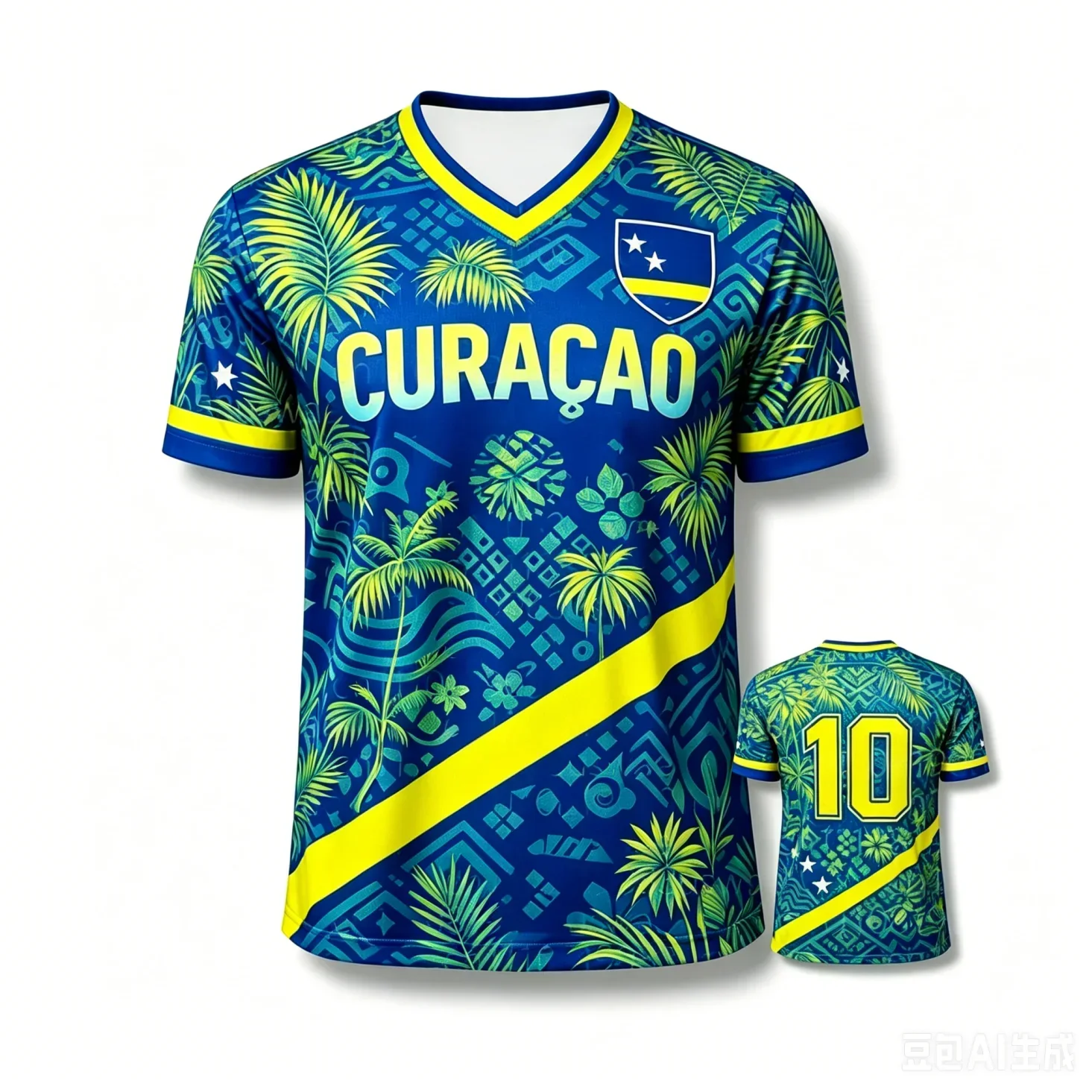 Curacao Style Men's Football Short-sleeve Top With 3D All-over Print Back Number 10 For Training Daily Casual & Sports Wear