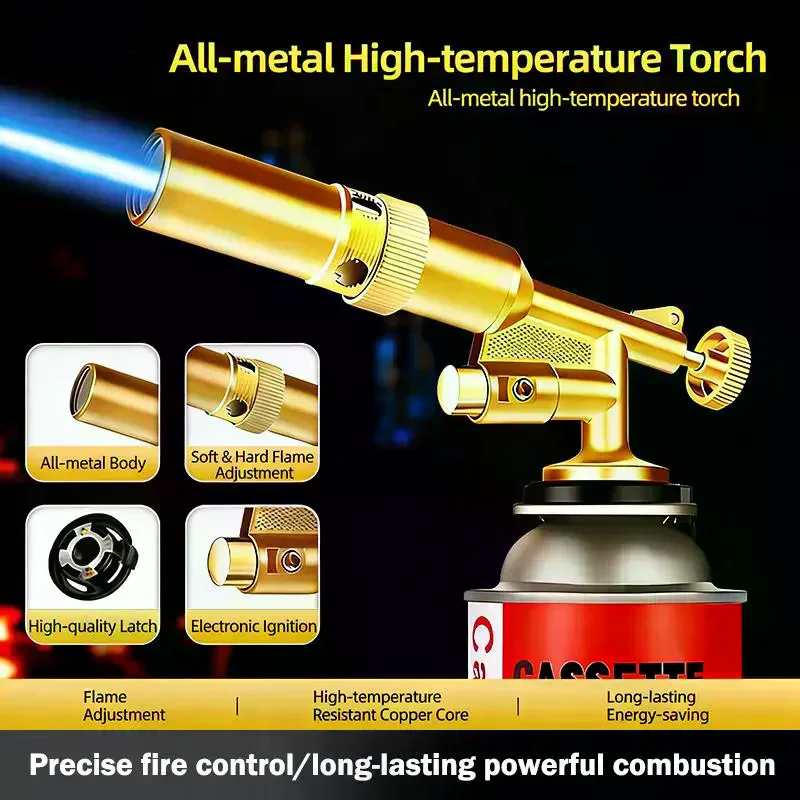 Professional Metal Welding Gas Torch Flame Butane Portable Outdoor BBQ Spray Nozzle Flamethrower Kitchen No Leak