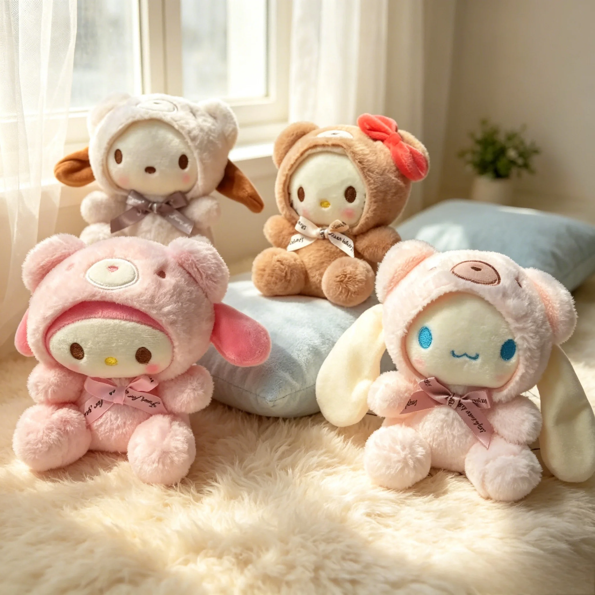 New Hello Kitty My Melody Cinnamoroll Creative Cartoon Plush Doll Toy Gift Personality Anime Peripheral Doll Ornaments Wholesale