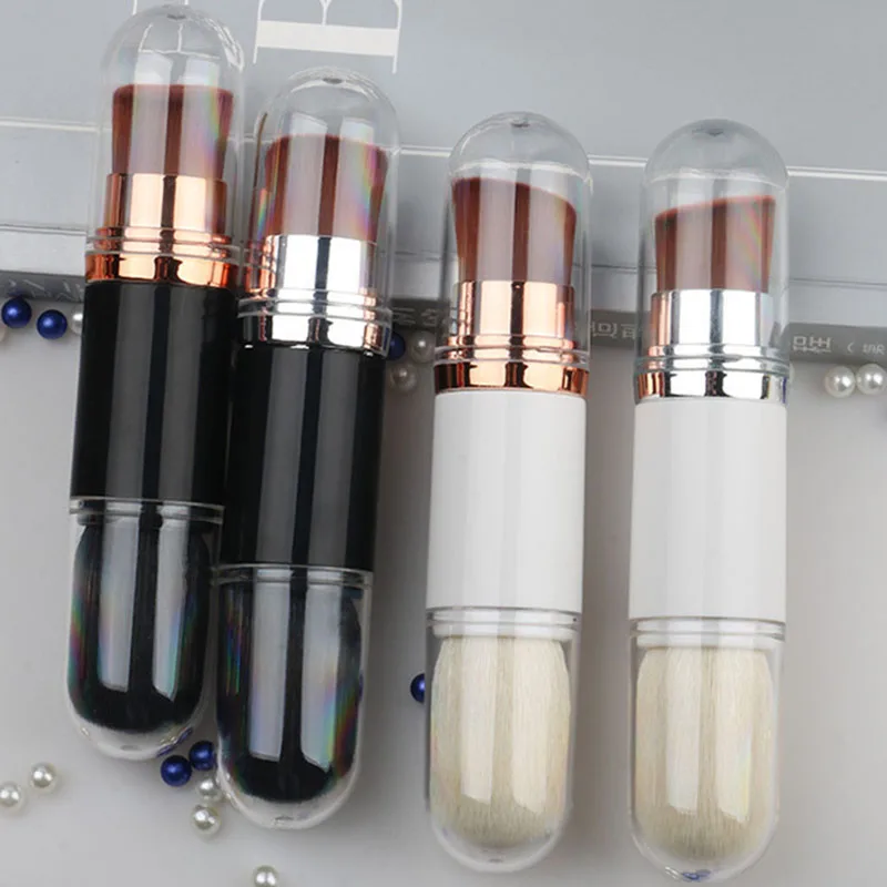 2 In 1 Foundation Make Brush Double Head Foundation & Loose Powder Makeup Brushes Dual Use Retractable Loose Comestic Brushes
