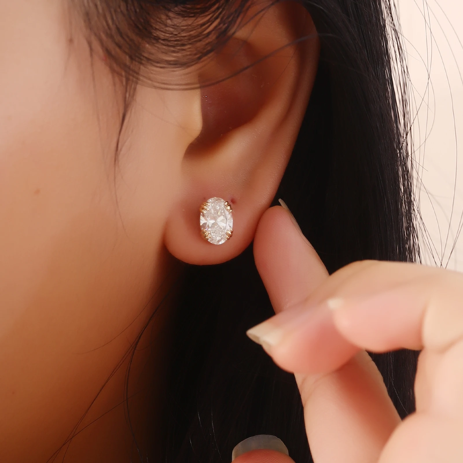 Provence Luxury Oval cut Earring 10KGold 2ct IGI EF/VS Lab Diamonds Women's Wedding Stud Earring Everyday Fine jewelry Custom