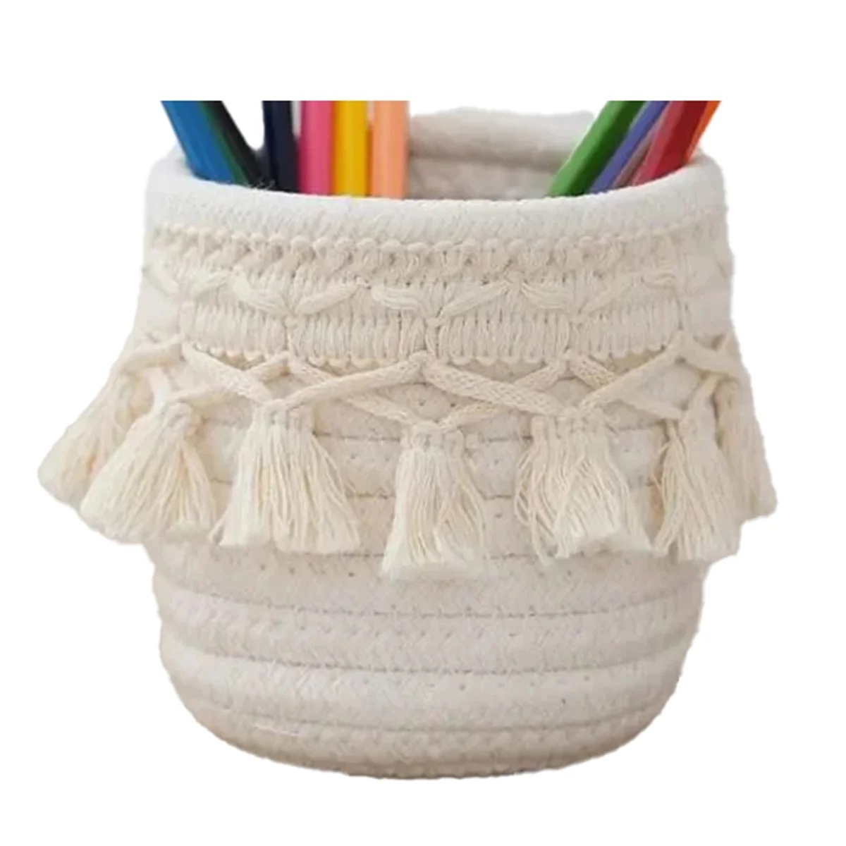 

Розничная торговля! Плетеная корзина для хранения ручной работы из хлопкового шнура, настольная корзина для хранения игрушек, косметики, ключей, коробка для закусок, органайзер для мусора, белый