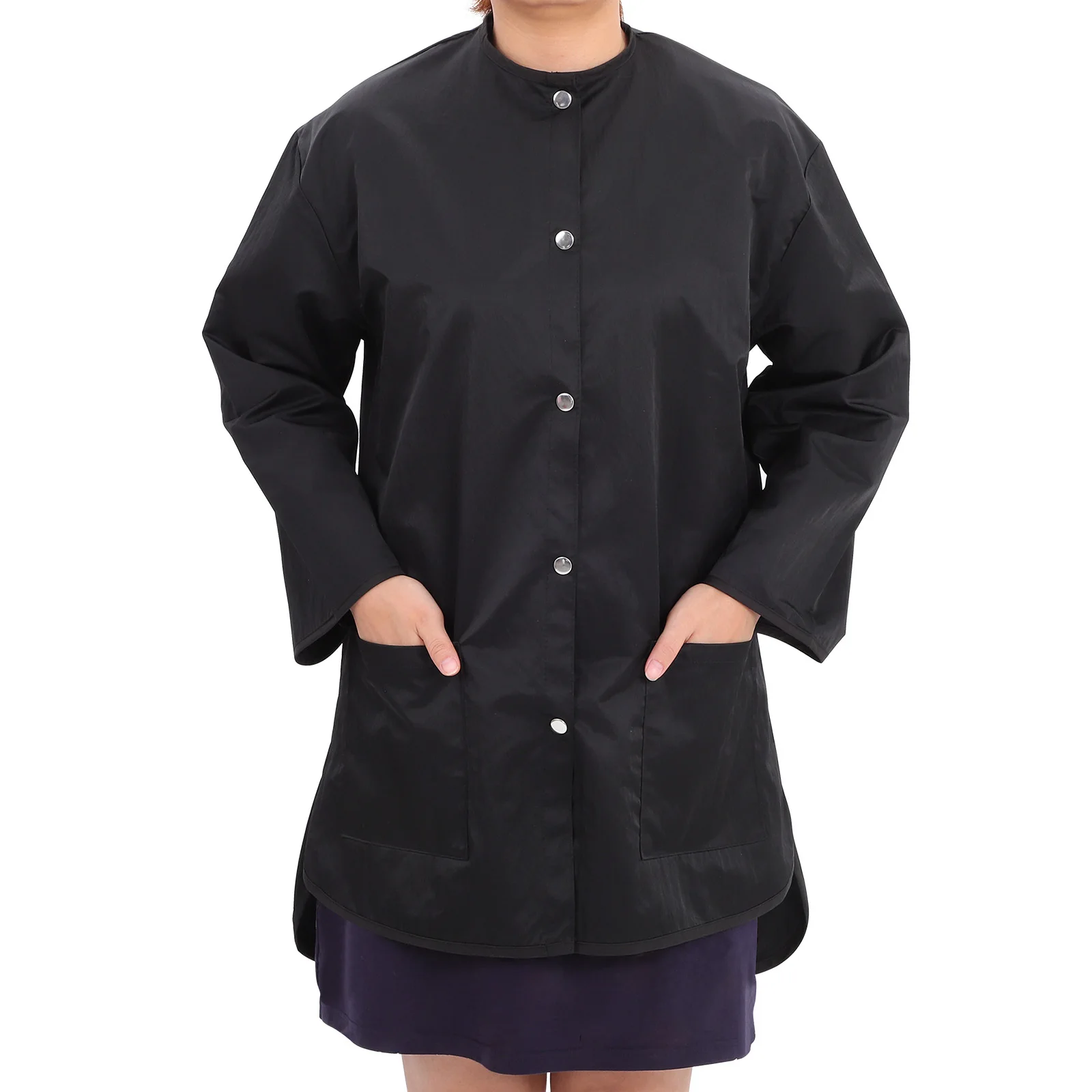 

Long Sleeve Black Premium Polyester Durable Quick Dry Breathable Lab Coat Suit for Hair Salon Coffee Shop Worker