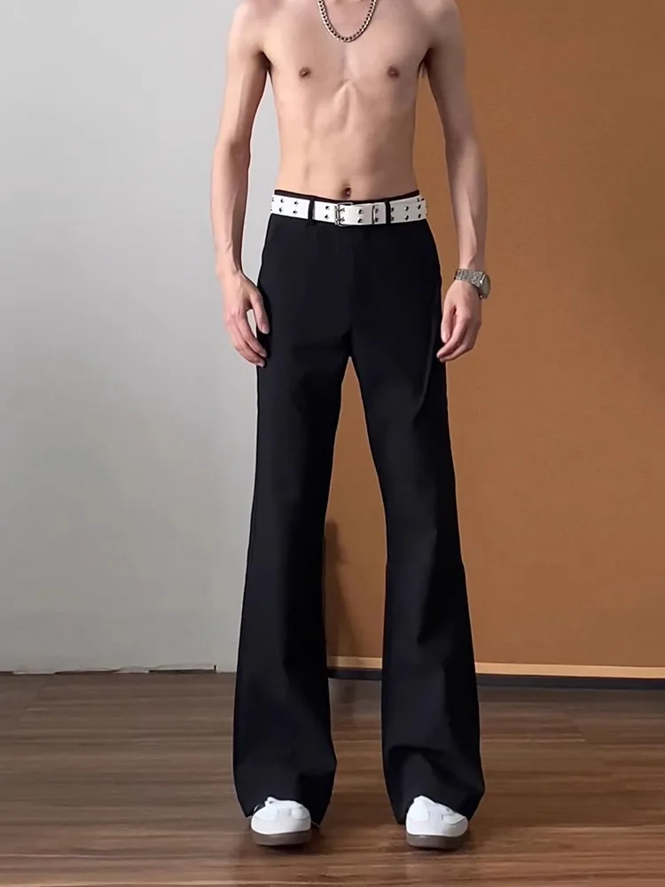 

Мужские брюки Slim Fit с высокой талией, прямые, слегка расклешенные, с микро-клешем, повседневные, молодежные, весна-осень