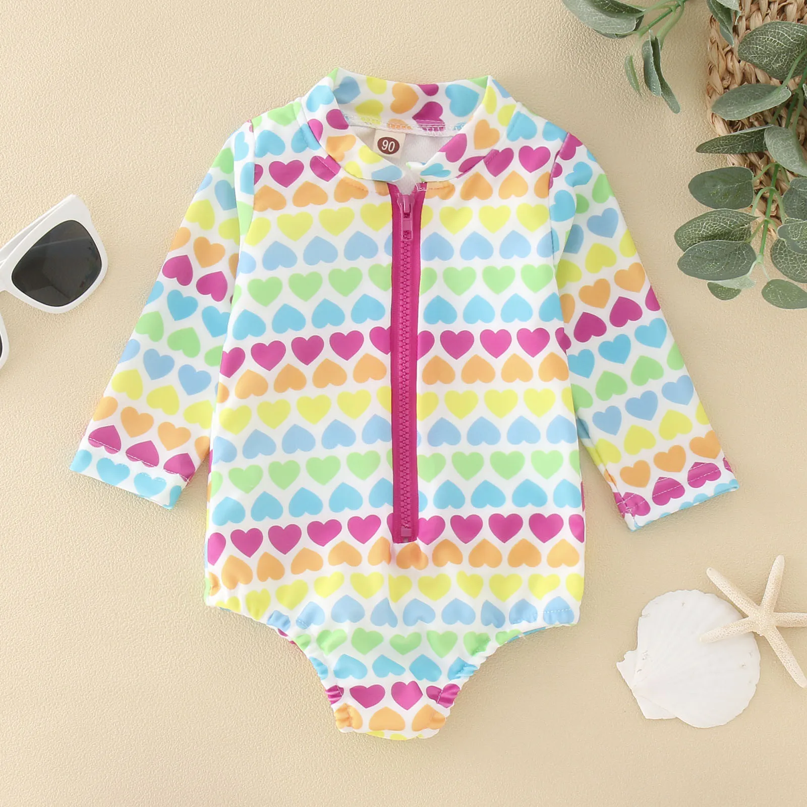 

Toddler Bikini Summer Toddler Girls Long Sleeve Heart Prints 1 Piece Swimwear Beach Swimsuit Bikini Toddler Bikini