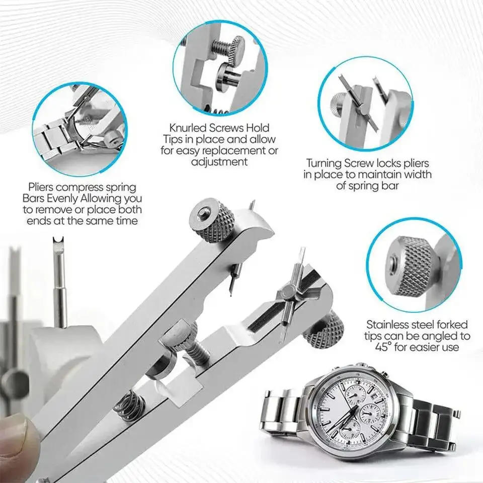 Watch Bracelet Pliers 6825 Spring Bar Tweezer Tool for Watch Wrist Bands Strap Removal Repair Fix Kit