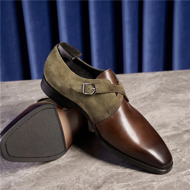 Men's Handmade Leather Shoes Business High-quality First-layer Cowhide Dress Trend Buckle British Oxford Shoes Men Dress Shoes