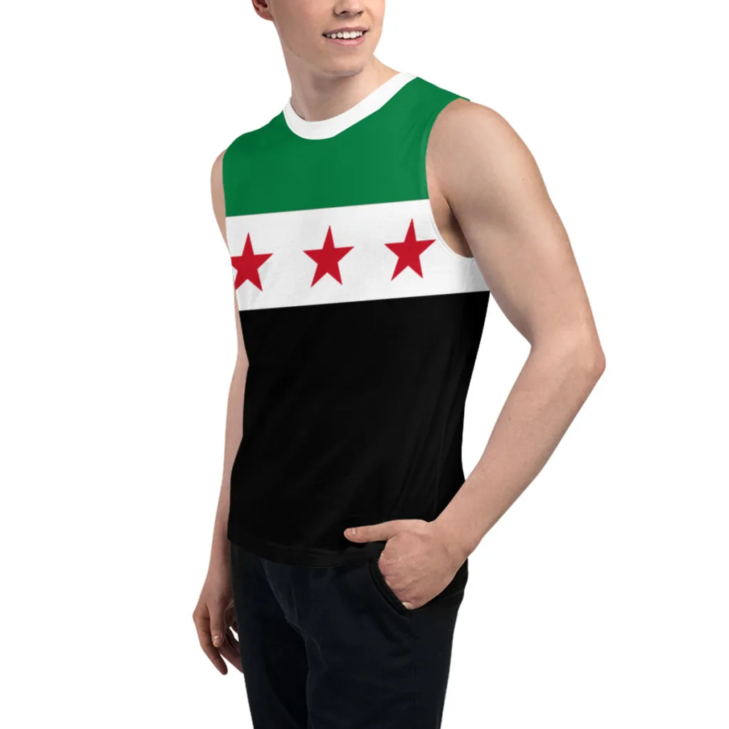 Sleeveless T-shirt Syria Flag 1932-1961 3D Men's Boys Tshirt Gyms Tank Tops Fitness Joggers Basketball Training Vest