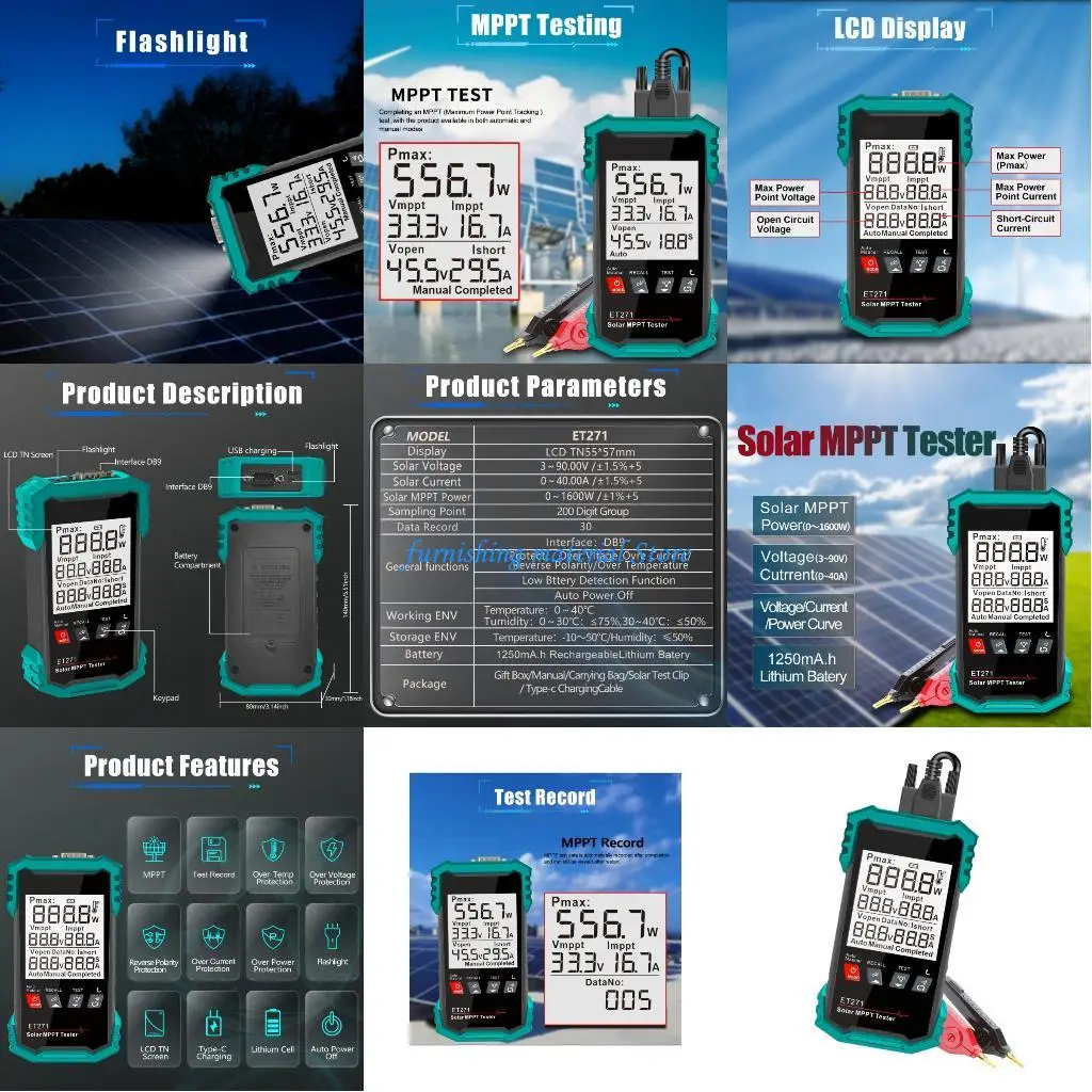 

Y5GD Solar Panel Analyzers 1600W Capacity MPPT Testing Capability MPPT Open Circuit Voltages Troubleshooting