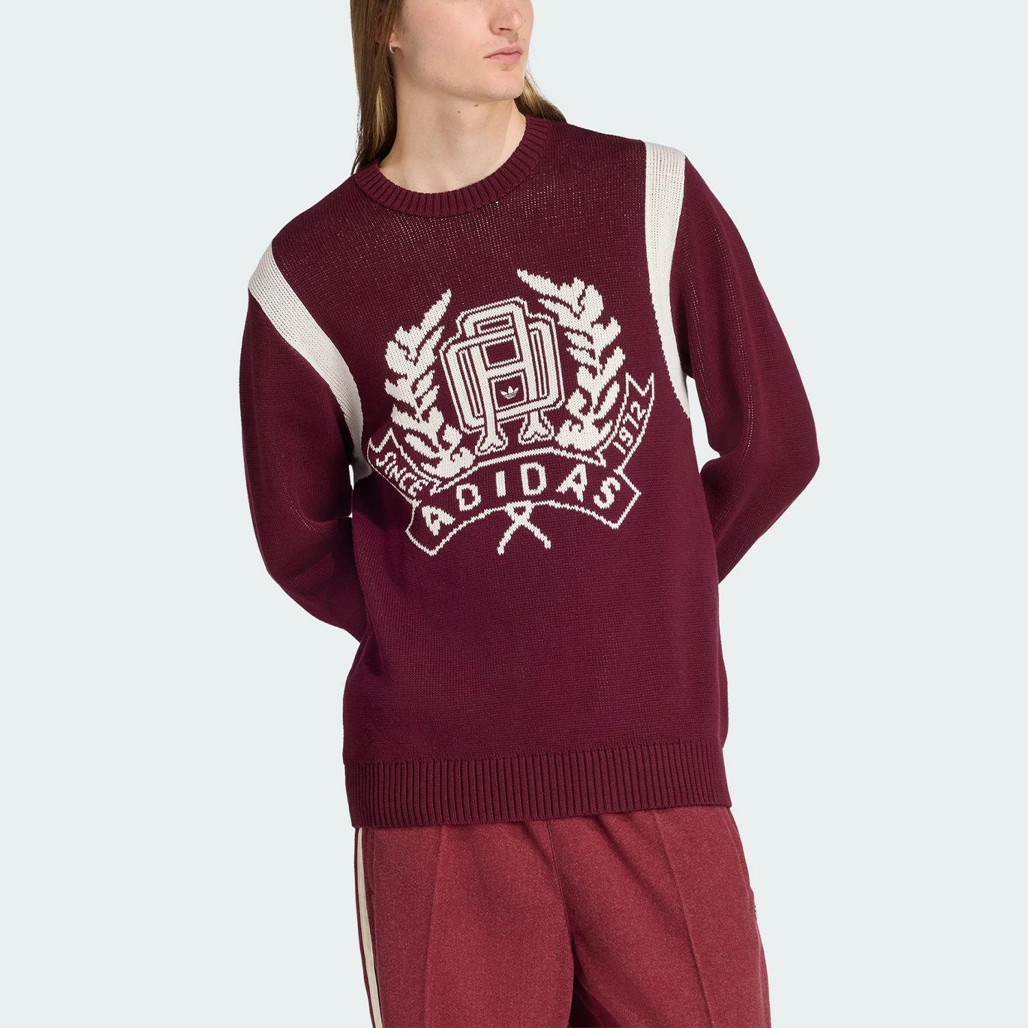

Оригинальный осенний мужской вязаный пуловер Adidas с круглым вырезом JX8215