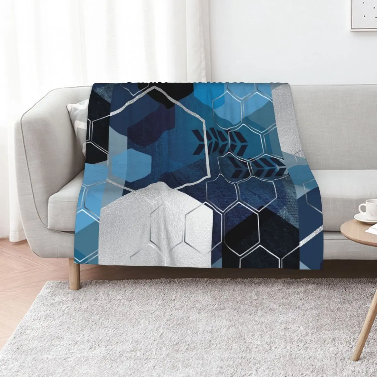 

Blue GeoLuxe No. 3 Throw Blanket Soft Big Thermals For Travel Sofa Shaggy Blankets