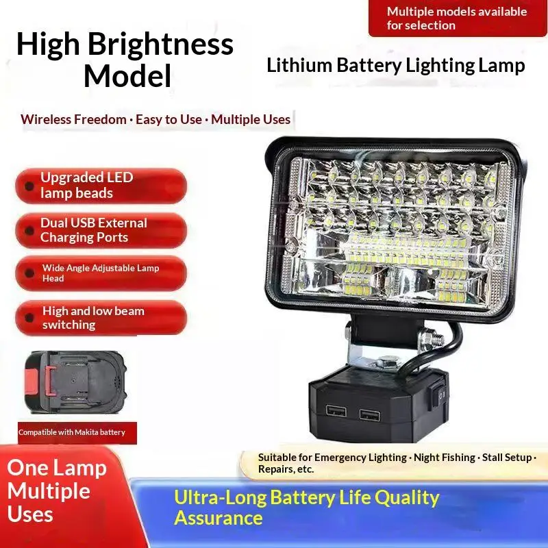 For Mak 18V Li-ion Battery LED Work Light Portable Emergency Flood Lamp 4/6/8 Inch Flashlight Camping Lamp