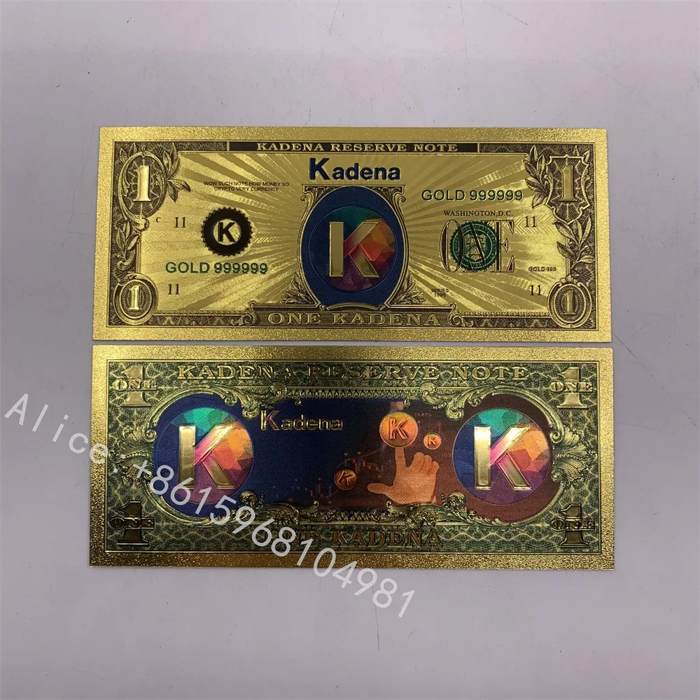 Kadena Crypto 1 Dollar Gold foil Banknote KDA KuCoin Blockchain Cryptocurrency Golden Cards Ticket  for collection