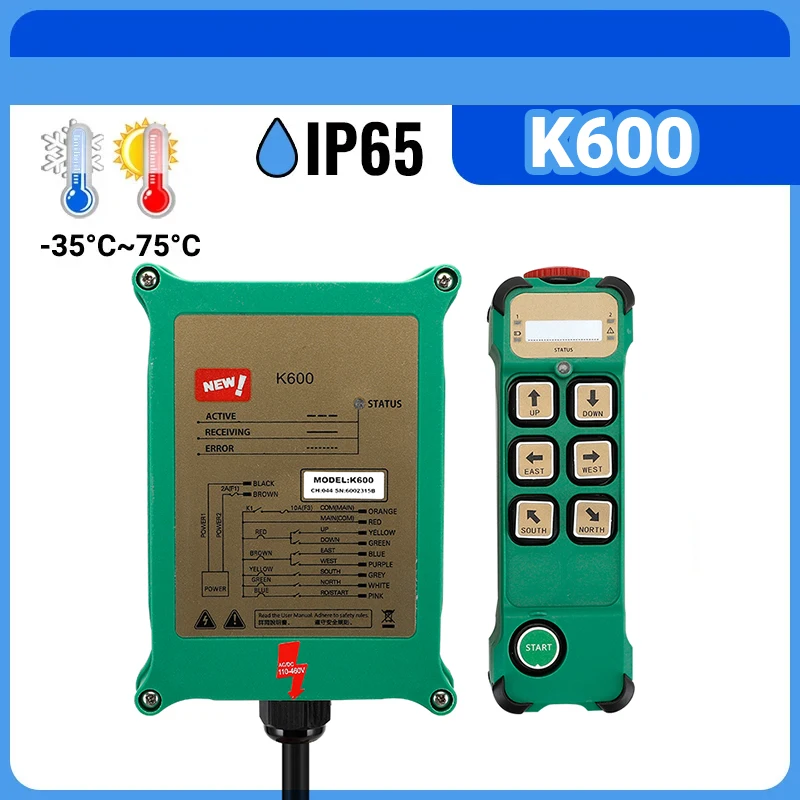 Interruptor de Guindaste de Controle Remoto de Rádio Único Reconjunto de Pressão K600 Chaves Guindaste Industrial
