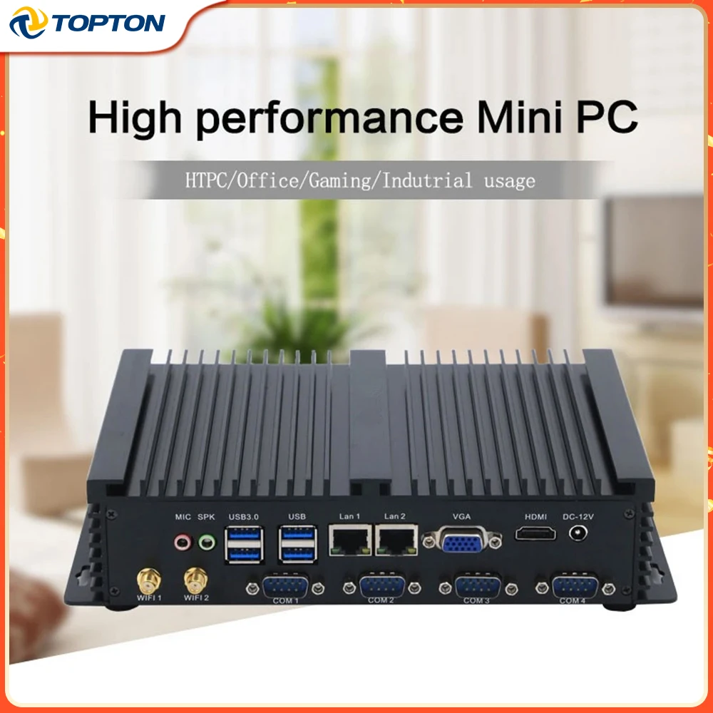 Industrial Computer Dual Lans Mini PC Windows XP/7/10 Intel i5 3317U 1037U 4*RS232 COM Desktop Fanless MiniPC 300M Wifi HDMI+VGA