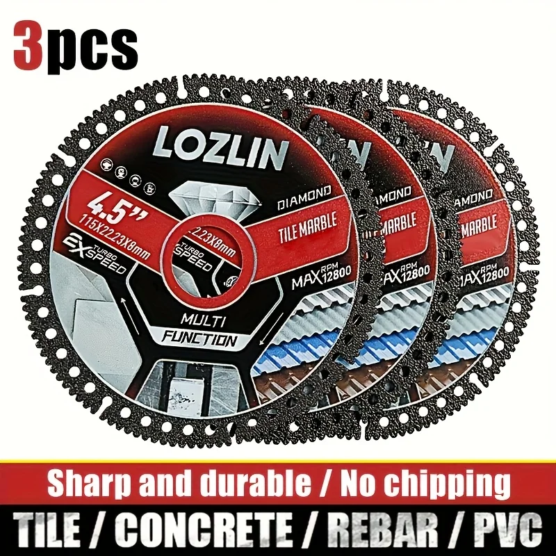 

3pcs Ultra-thin Diamond Tile Saw Blade, 4.5 Inches Precision Porcelain, Suitable for Tile, Porcelain, Marble, Granite, Ceramic Trim And Chamfer