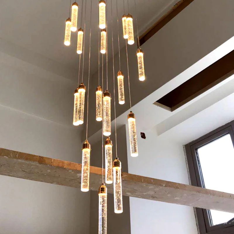 Cylinder Long Tube Led Chandelier Hanging Light Living Dining Room Decoration Pendant Lamps Corridor Stairs Ceiling Lighting