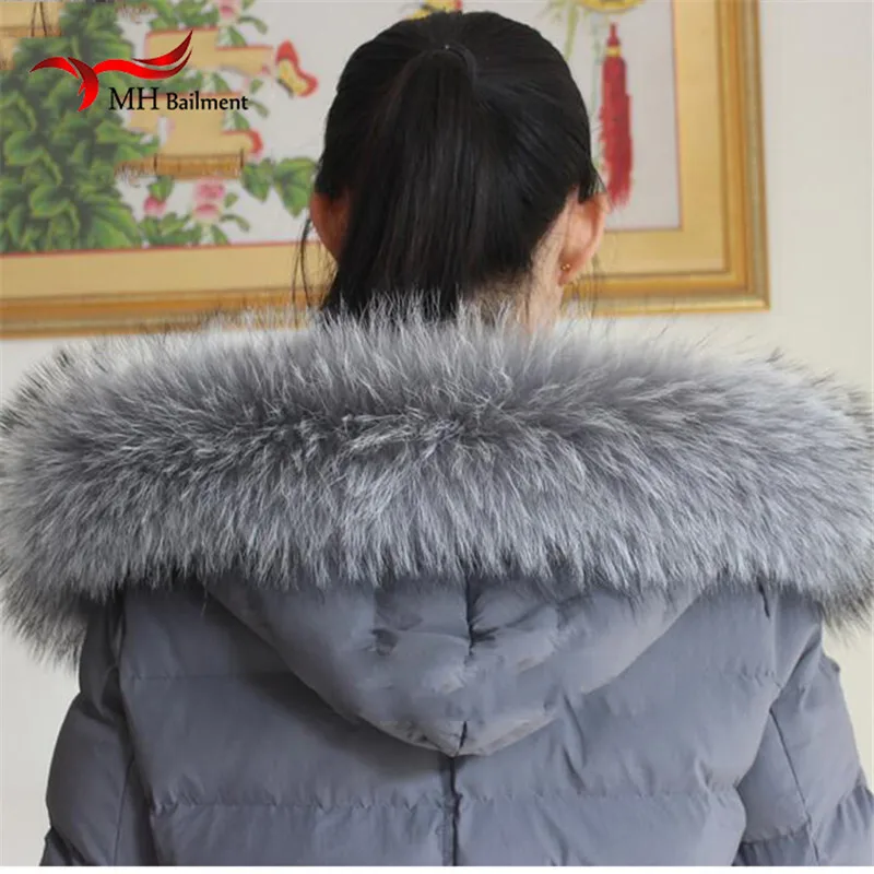 Real Raccoon Fur Collar Womens 100% Natural Fur Gray Collar Real Fur Shawl Raccoon collar Fur Scraves L#84