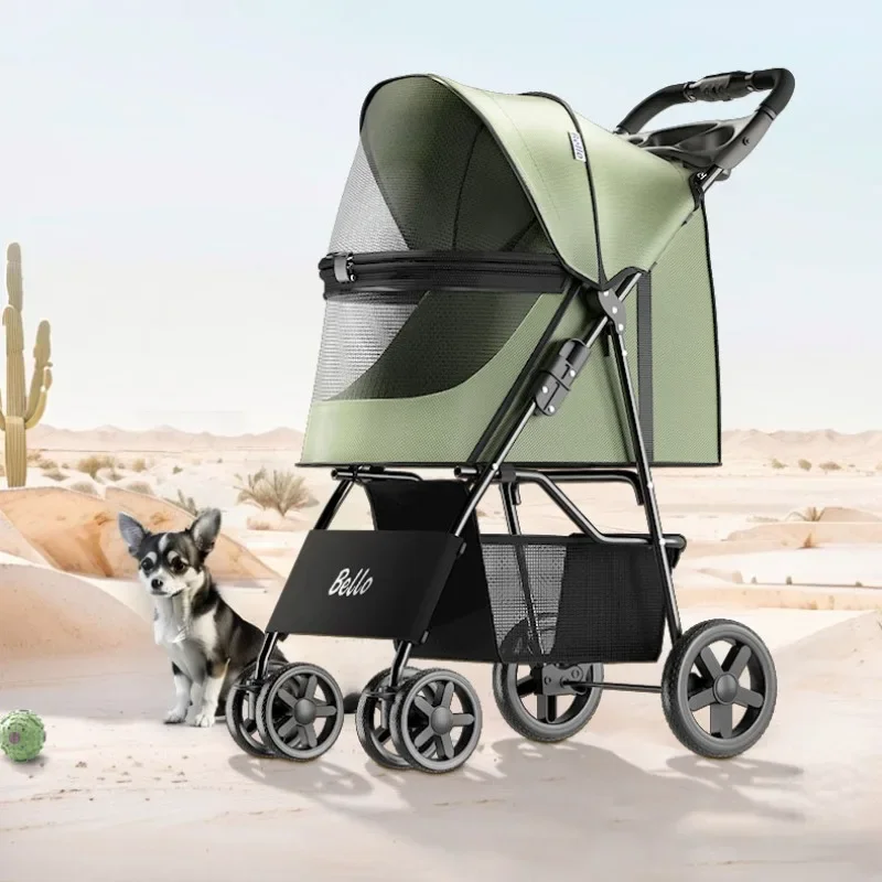 

Lightweight Folding Pet Stroller for Dogs, Dog and Cat Breathable Small Pet Trolley,Comfortable Breathable Net Pet Dog Strollers