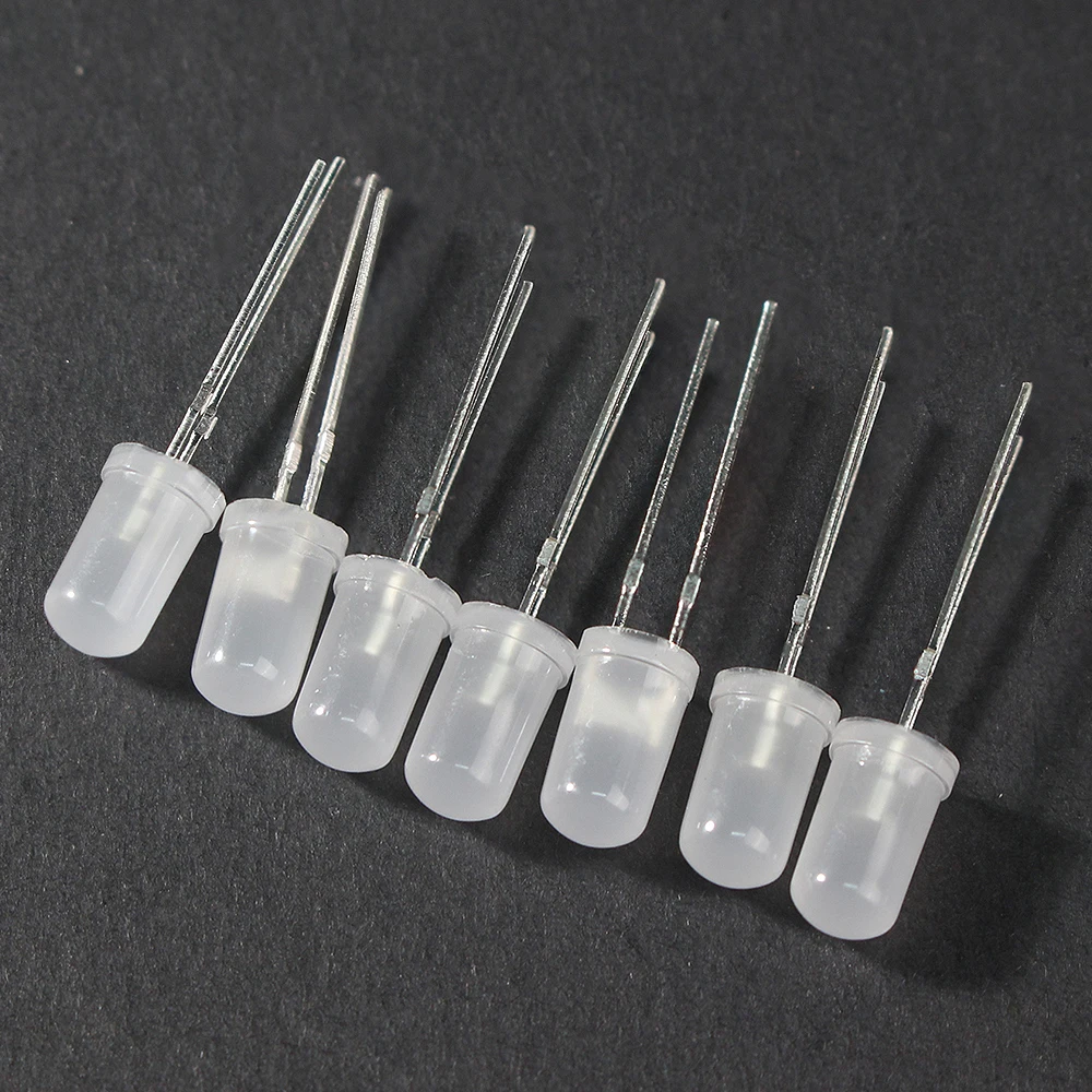 50/100pcs 5mm LED Diode F5 Fog Diffused Light Emitting Diodes White Red Yellow Blue Green Assortment Kit DIY Electronic Set