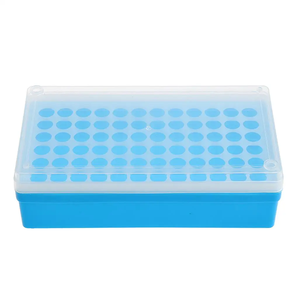 Stackable Centrifuge Tube Rack Holder Modular Blue Plastic Storage Organizer for Micro Test Tubes in Laboratory Setting