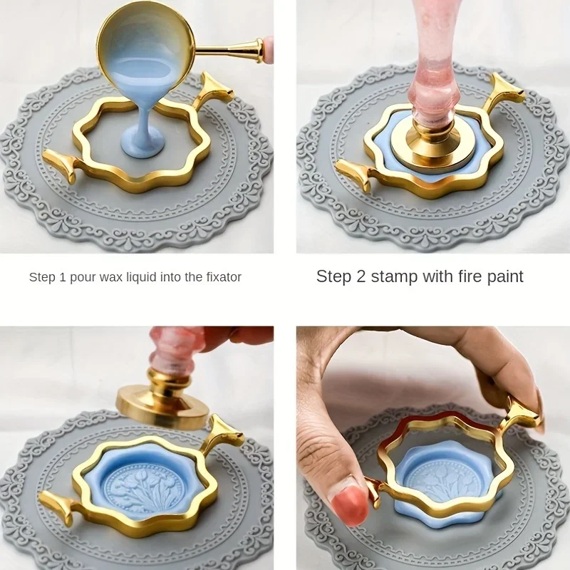 Round flower-shaped wax seal seal ring 1 inch seal ring shape holder seal fixer metal wax seal mold fire paint seal ring mold