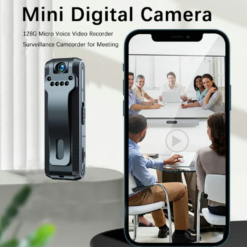 Mini Camera 64G Wireless Lavalier Recorder Mini Camera with Motion Detection Recorder Surveillance Camera for Conference MP3 Au