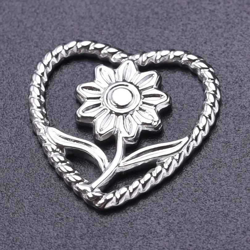 5pcs DIY Leaf Flower Charm Stainless Steel Charms For Jewelry Making Supplies Bulk Silver Color Pendant Women/Men Accessories