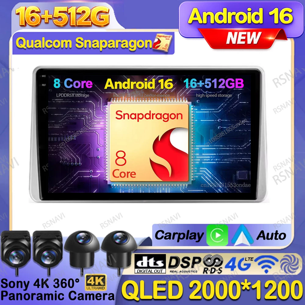 Radio para Auto con Android 16 para Nissan Sentra 5 1999-2006, Sistemas RDS, Sin 2DIN, 5G WIFI, IPS, Voz AI, DVD Multimedia, AUTO WIFI+4G, BT, DSP
