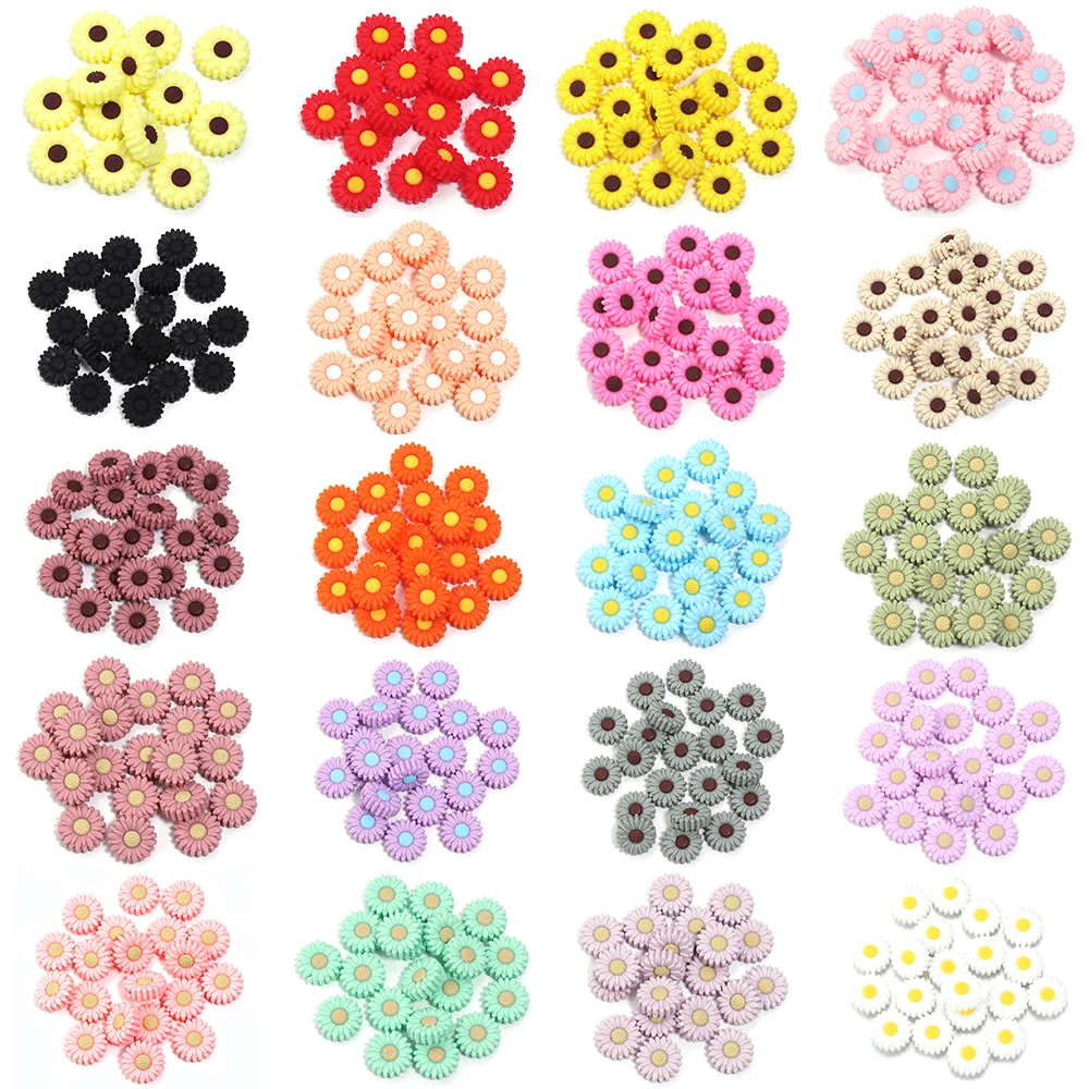 2pcs/Lot 20MM Silicone Daisy Flowers Scatter Beads Loose Beads  For Making Jewelry DIY Necklace Pacifier Chain Beads Accessories