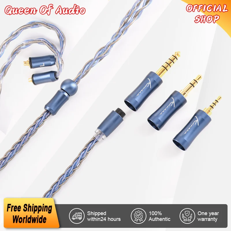 

Kinera Ace 2.0 Earphone Modular Upgrade Cable 2.5+3.5+4.4mm Balanced Detachable Plug 0.78 2pin/MMCX Headphone Cable Replacement