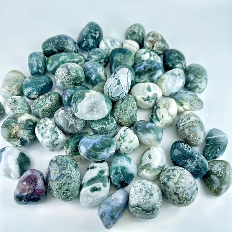 Moss Agate Crushed Stone 50-100G Aquarium Landscaping Decorative Stone Desktop Decoration Garden Landscape Stone Decorative Grav