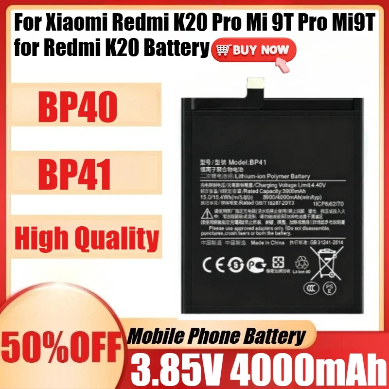 SWZY BP41 BP40 Replacement Battery For Xiaomi Redmi K20 Pro Mi 9T Pro Mi9T for Redmi K20 Battery 4000mAh BP41 BP40