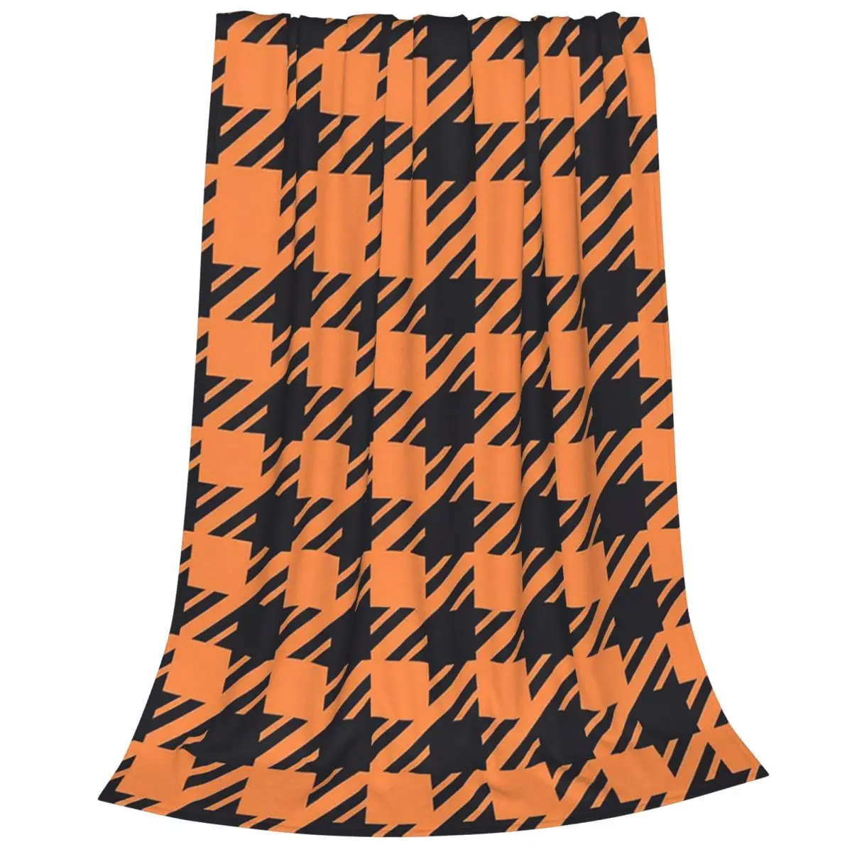 Orange Houndstooth Pattern Blankets Fleece Super Soft Sofa Throw Blankets For Couch Bedding Travel Throws Bedspread Quilt