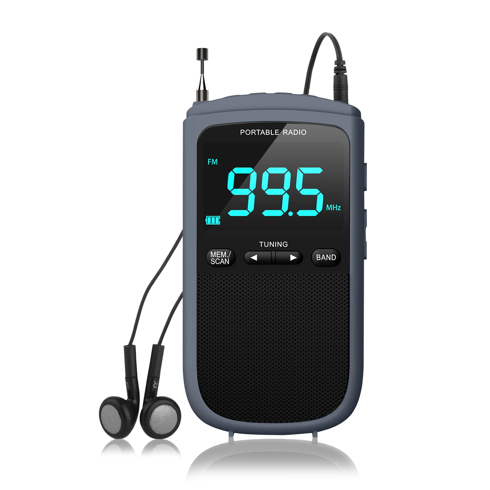 New Mini AM/FM Portable Radios Pocket Receiver Stereo Speaker Rechargeable Radio with Alarm Clock for Outdoor Weather Broadcast