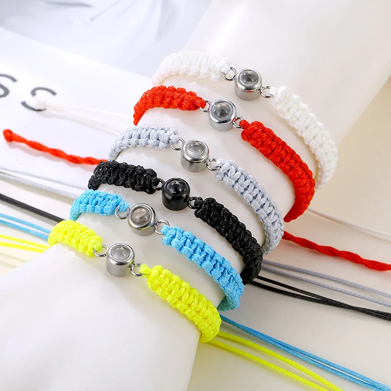 Custom Love Projection Bracelets Personalized Custom Photo Bracelets Colorful Woven Projection Bracelets Women's