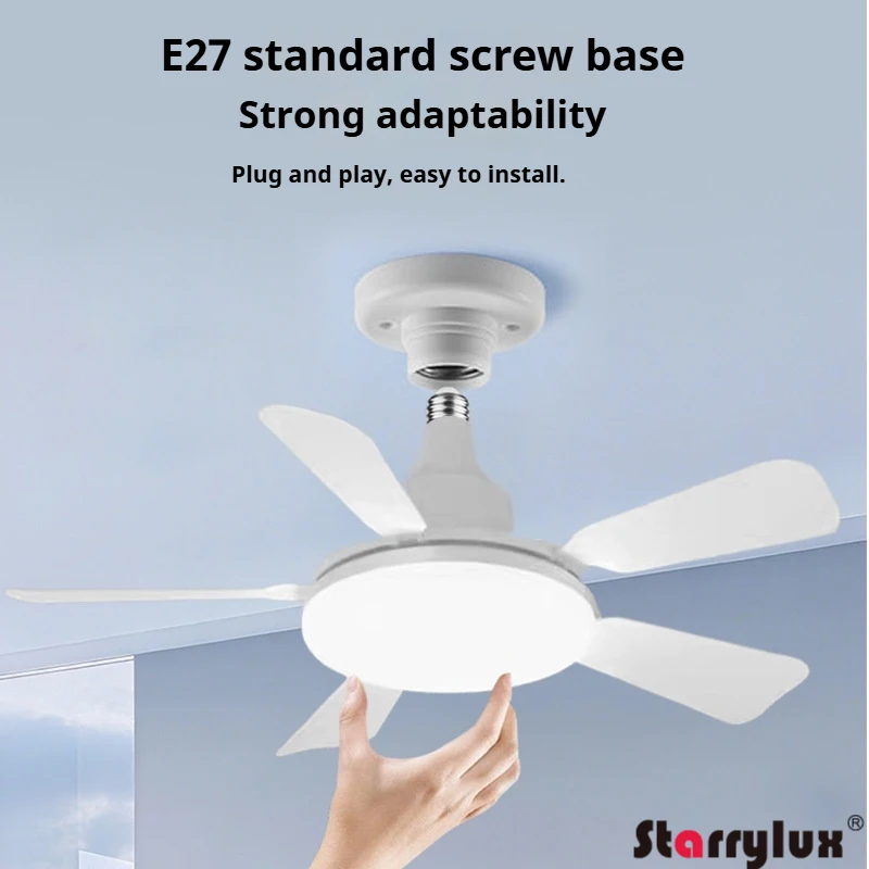 E27 Socket High Airflow Quiet Ceiling Fan Light Nordic for Dining Living Room Easy Install