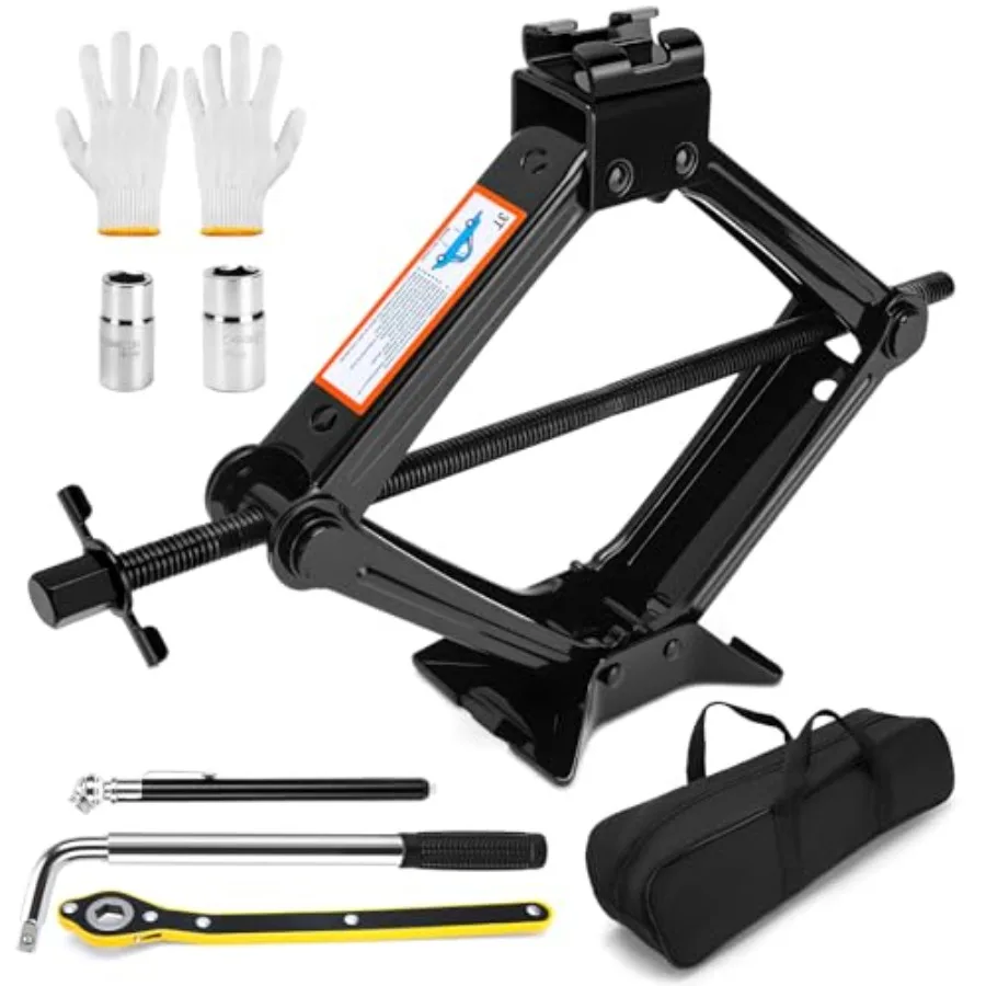 

Набор автомобильных домкратов: ножничный домкрат для автомобилей, 3 тонны (6600 фунтов), портативный, с гаечным ключом и комплектом для замены шин, для легковых автомобилей, внедорожников, фургонов.