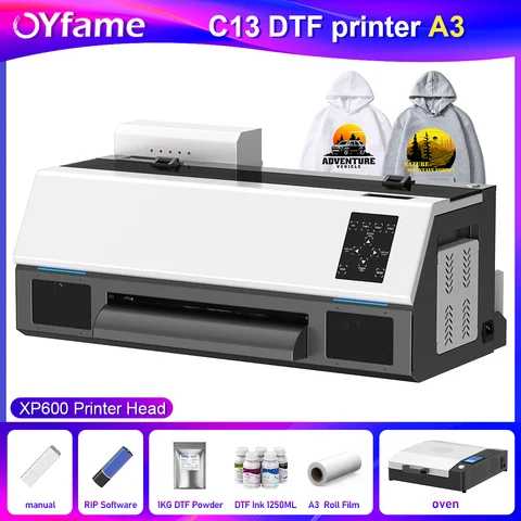 OYfame a3 impresora dtf Epson xp600 dtf 프린터 용 의류 티셔츠 인쇄 기계 용 필름 열전달에 직접