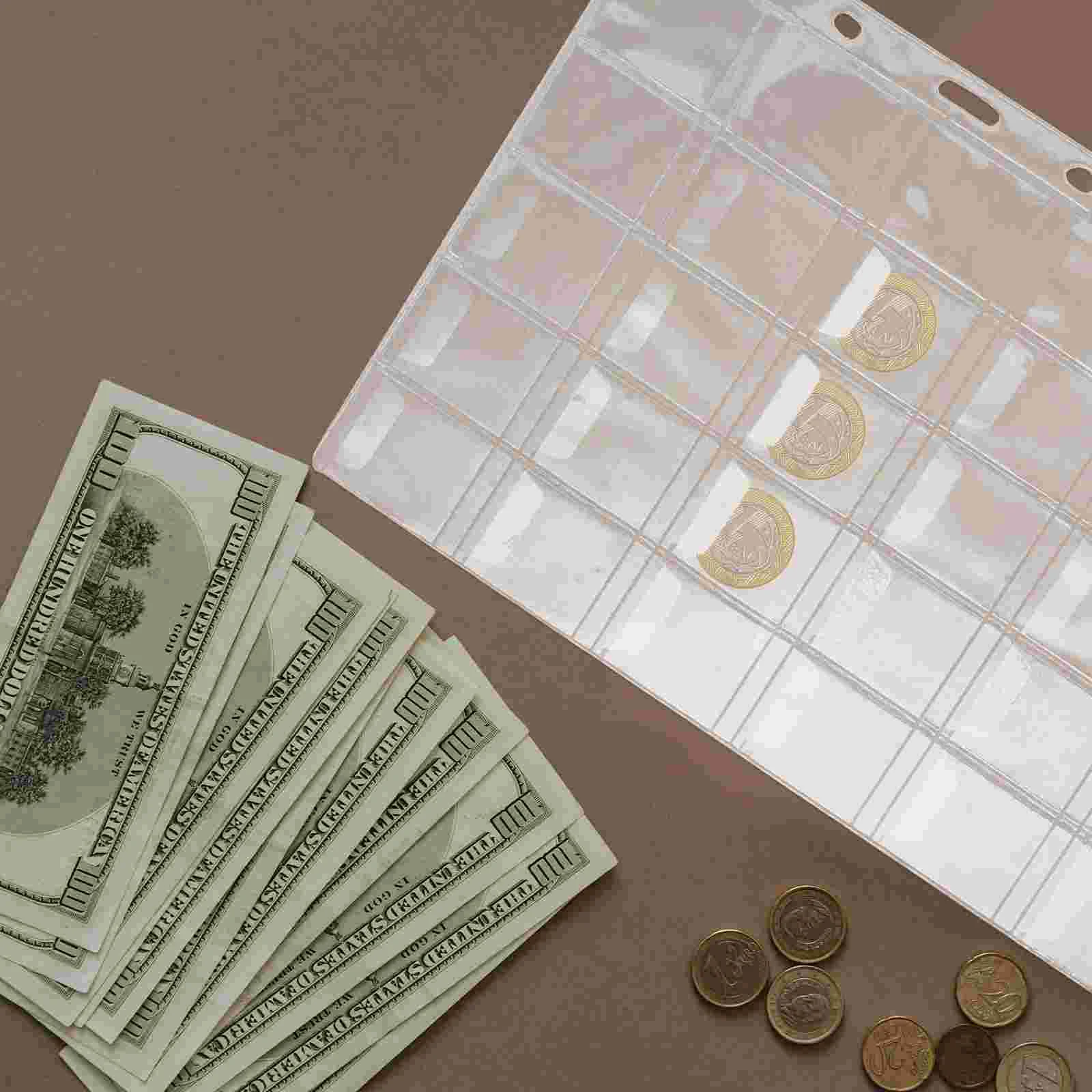 

10 Sheets Coin Collection Page Inserts Currency Binder Money Pages Pvc Protector Supplies