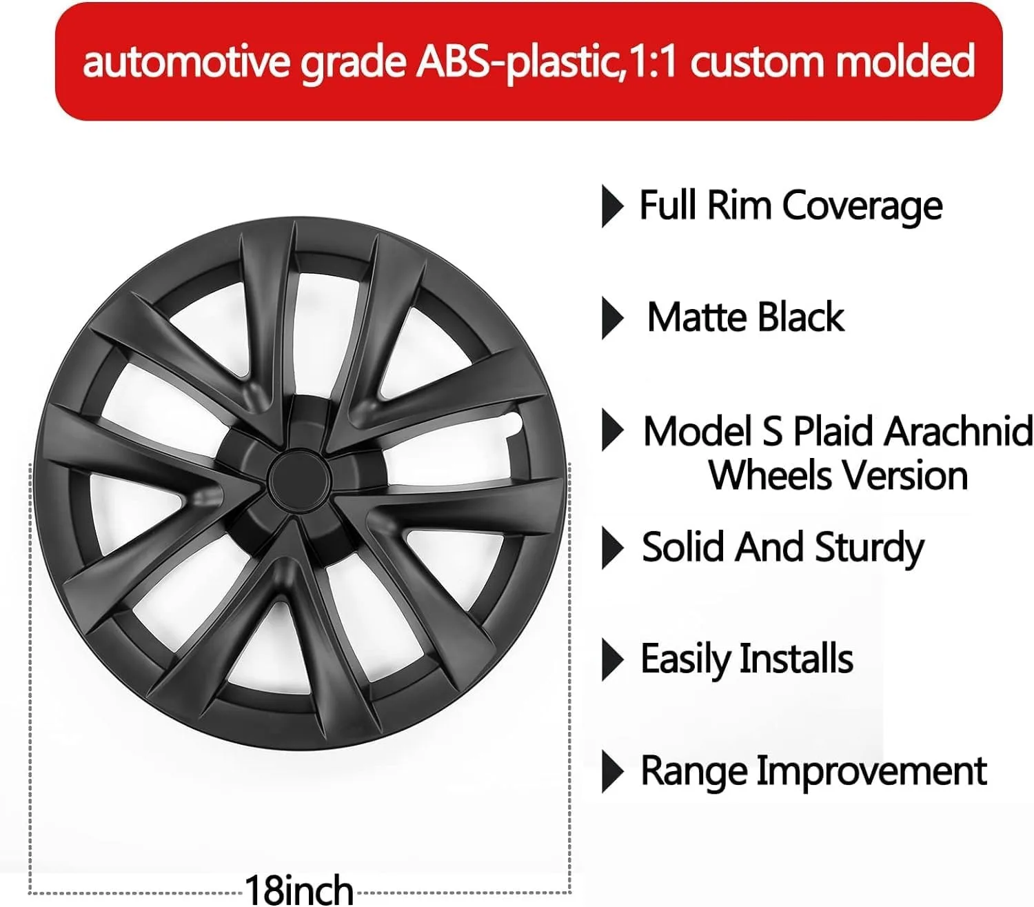 Tesla Model 3 Hubcaps -18 Inch Aero Wheel Covers Replacement Wheel Caps,Hub Caps Compatible with Model 3 Accessories 2017-2023