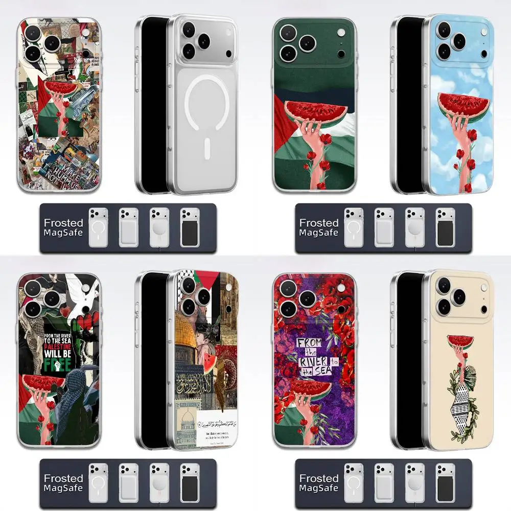 

Watermelon Art P-Palestine-s-F-Flag Phone Case For iPhone 17,16,15,14,13,12,11,Pro,Max,Plus,E,Air,Mini Magsafe Transparent