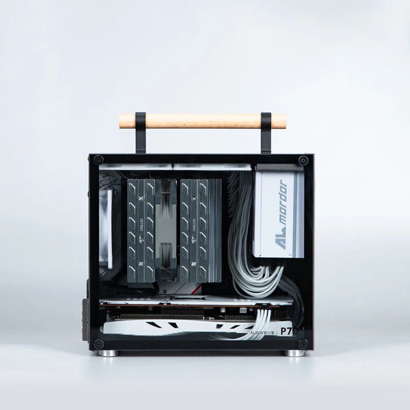 P70 حافظة كمبيوتر صغيرة من الألومنيوم بالكامل مدمجة محمولة A4 لسطح المكتب SFX ITX حافظة كمبيوتر صغيرة التوصيل المباشر ITX حافظة صغيرة لوحة جانبية زجاجية