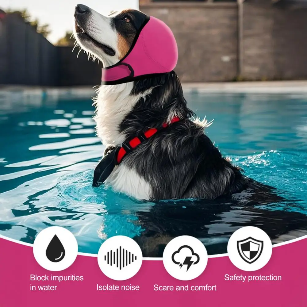 

Dog Ear Muffs No Shake Ear Wrap Elastic Waterproof Ear Protector for Hematoma Bathing Drying Swim Noise Anxiety Relief